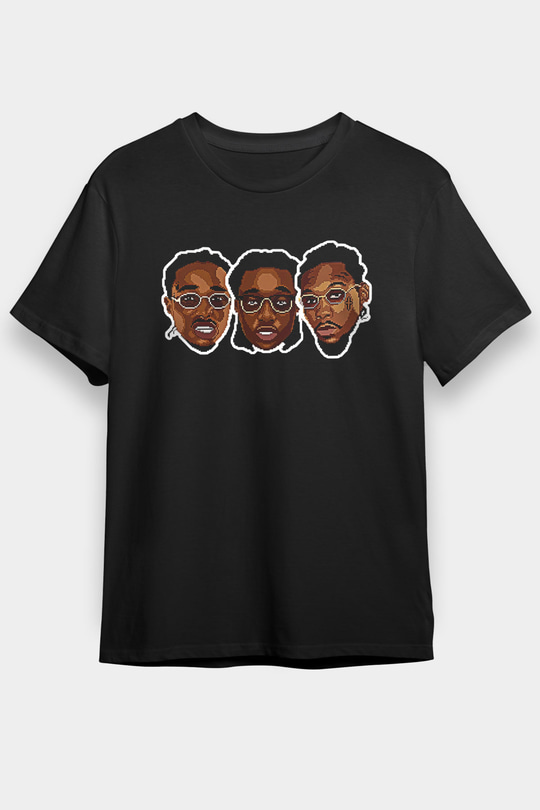 Offset Baskılı Unisex Siyah Tişört - Tshirt