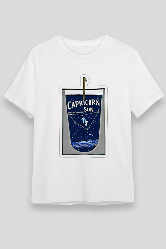 Oğlak Burcu Unisex Baskılı Beyaz Tişört - Tshirt