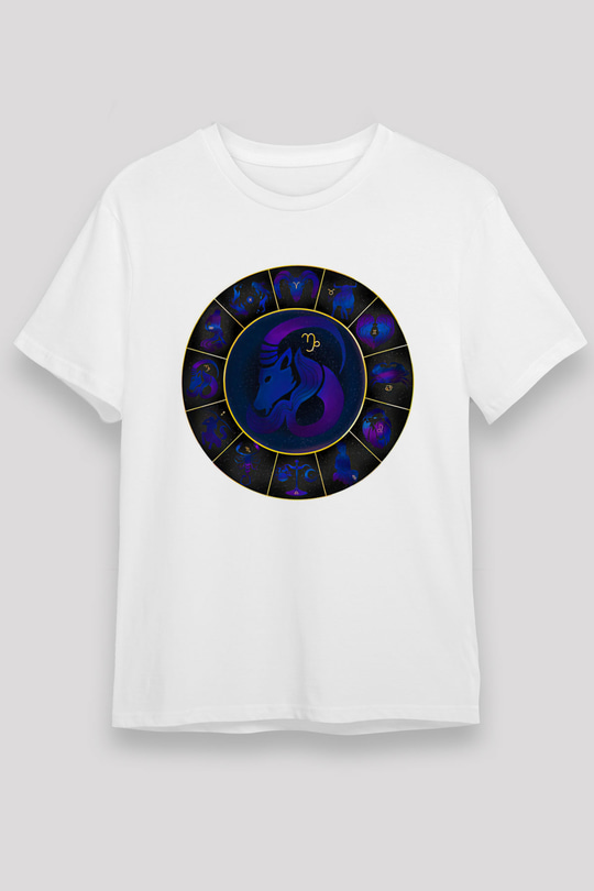 Oğlak Burcu Unisex Baskılı Beyaz Tişört - Tshirt