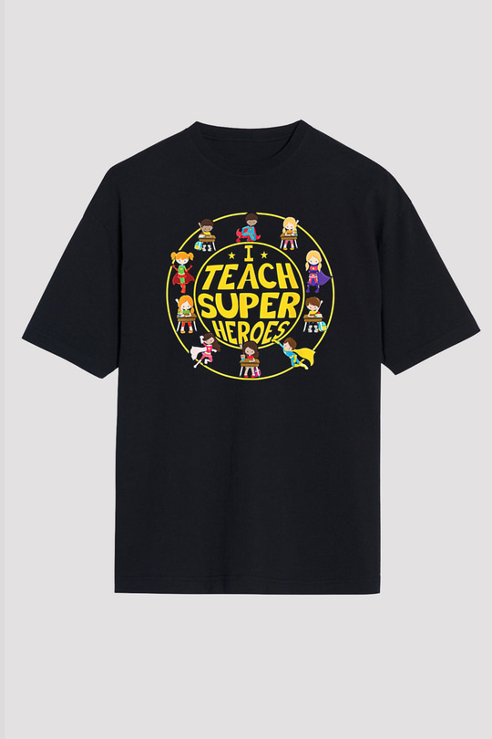 Öğretmenler Günü Baskılı Unisex Siyah Oversize Tişört - Tshirt