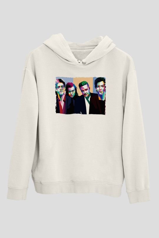 One Direction Beyaz Unisex Kapüşonlu Sweatshirt