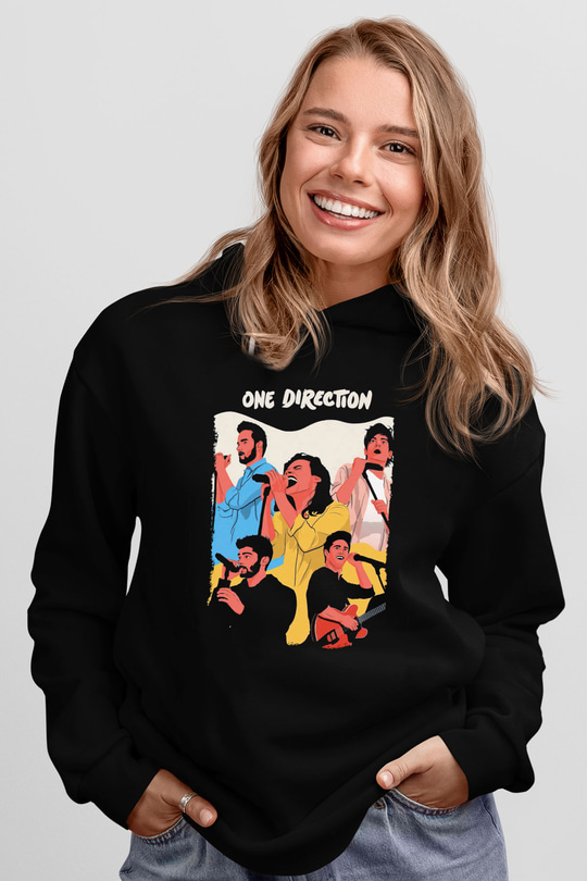 One Direction Siyah Unisex Kapüşonlu Sweatshirt