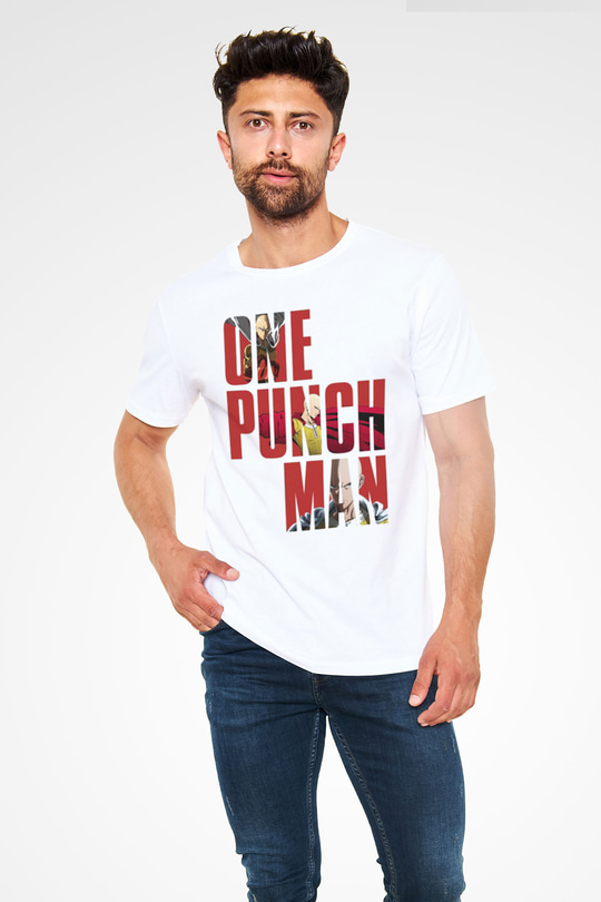 One Punch Man Beyaz Unisex Tişört T-Shirt