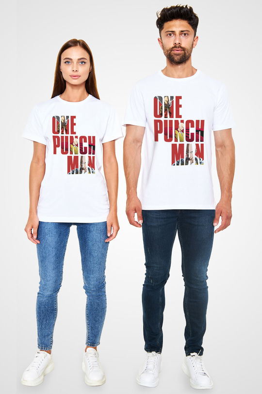 One Punch Man Beyaz Unisex Tişört T-Shirt