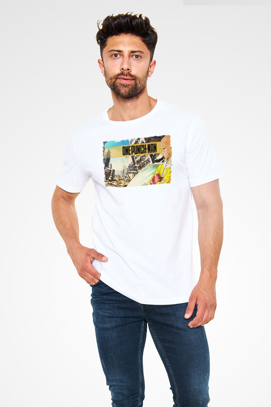 One Punch Man Beyaz Unisex Tişört T-Shirt