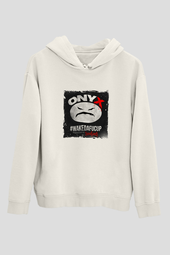 Onyx Baskılı Unisex Beyaz Kapüşonlu Sweatshirt