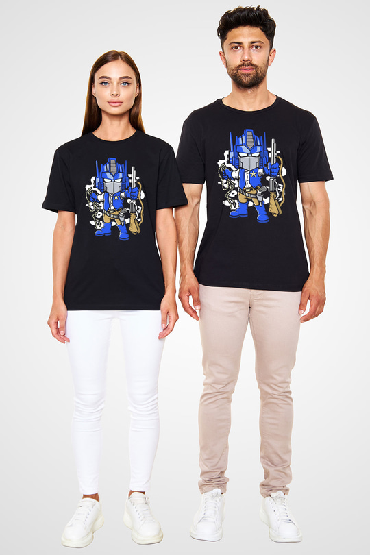 Optimus Cowboy Baskılı Siyah Unisex Tshirt