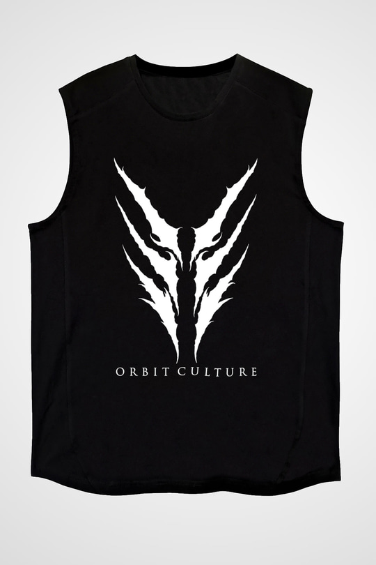 Orbit Culture Baskılı Unisex Siyah Kolsuz Tişört - Tshirt