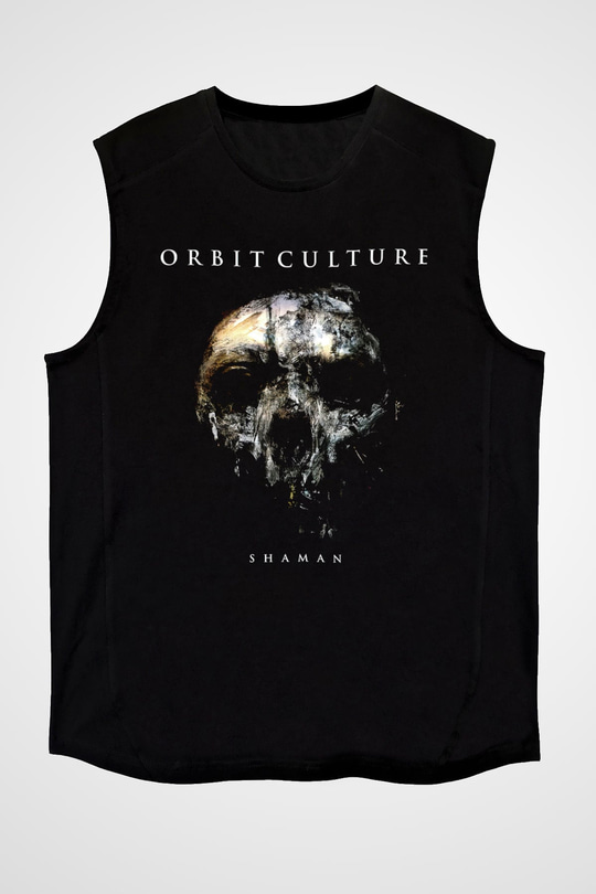 Orbit Culture Baskılı Unisex Siyah Kolsuz Tişört - Tshirt