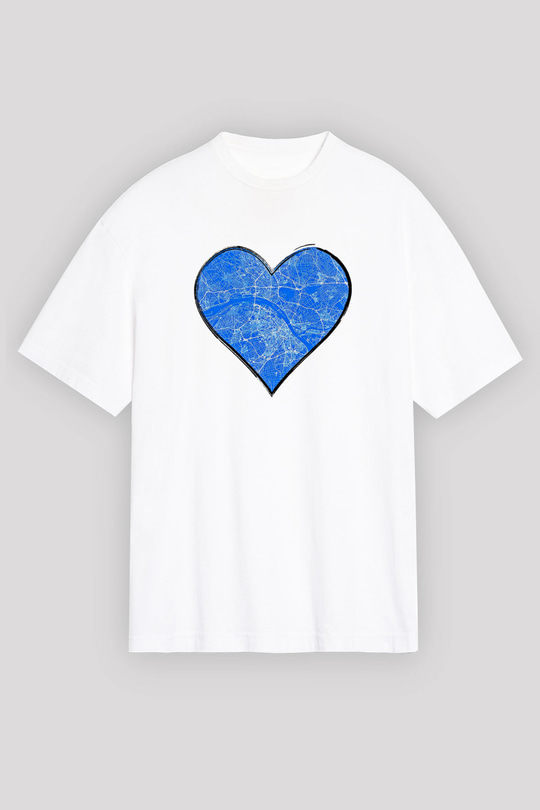 Orienteering Baskılı Unisex Beyaz Oversize Tişört - Tshirt