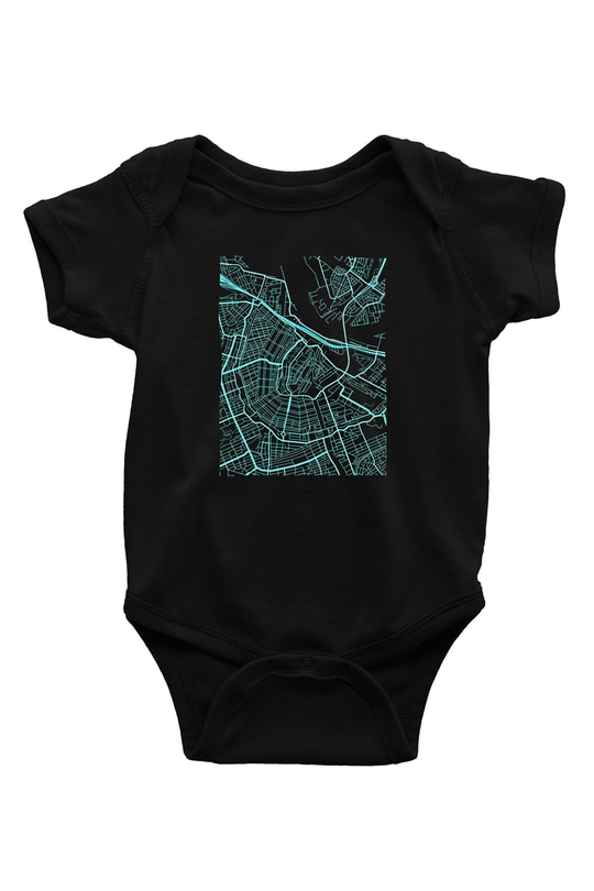 Orienteering Baskılı Unisex Siyah Bebek Body - Zıbın