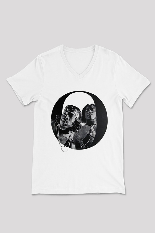 OutKast Baskılı Beyaz Unisex V Yaka Tişört - Tshirt