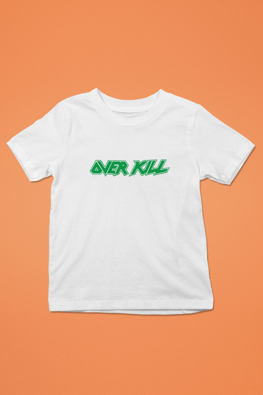 Overkill Baskılı Beyaz Unisex Çocuk Tişört