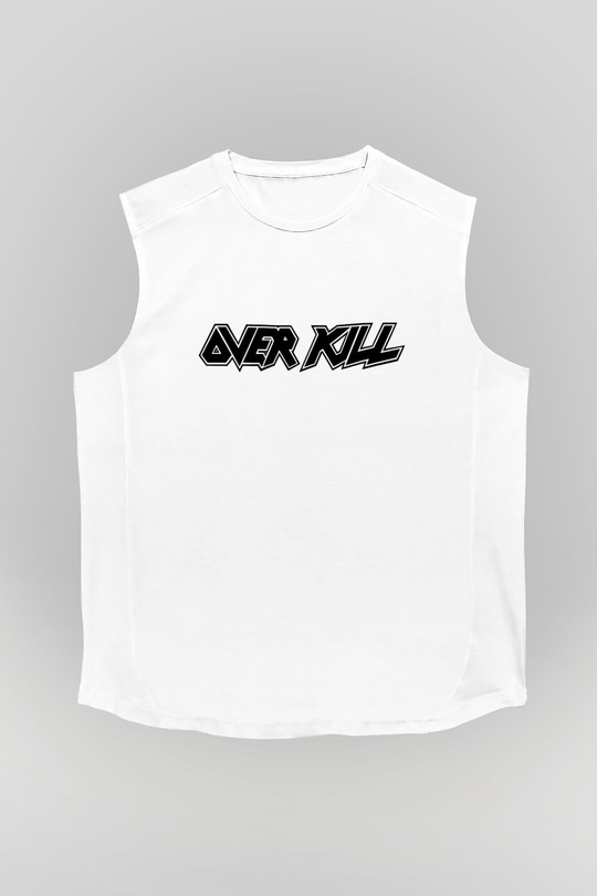 Overkill Beyaz Unisex Kolsuz Tişört