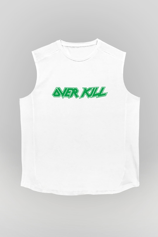 Overkill Beyaz Unisex Kolsuz Tişört