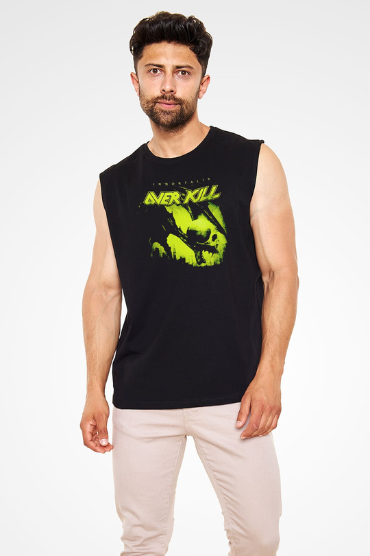 Overkill Siyah Unisex Kolsuz Tişört