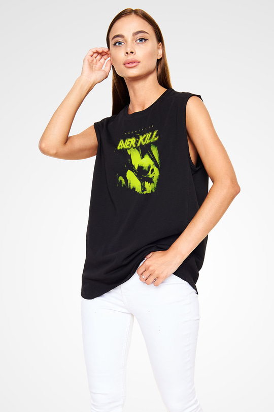 Overkill Siyah Unisex Kolsuz Tişört