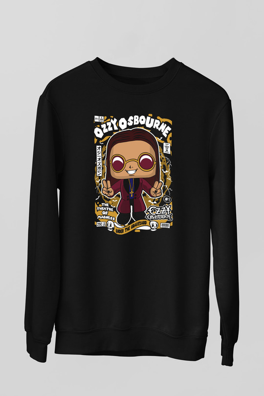 Ozzy Osbourne Baskılı Unisex Siyah Sweatshirt