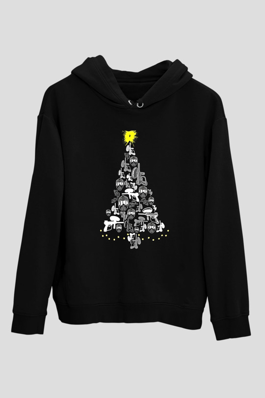 Paintball Baskılı Unisex Siyah Kapüşonlu Sweatshirt