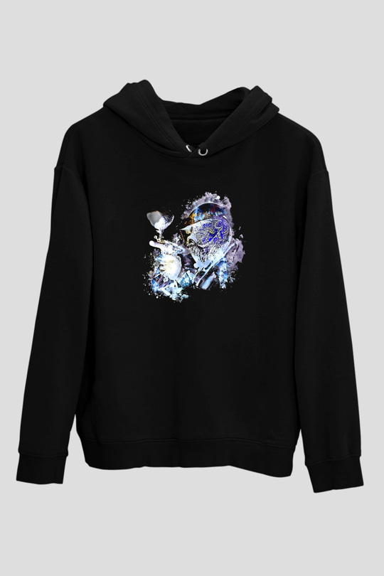 Paintball Baskılı Unisex Siyah Kapüşonlu Sweatshirt