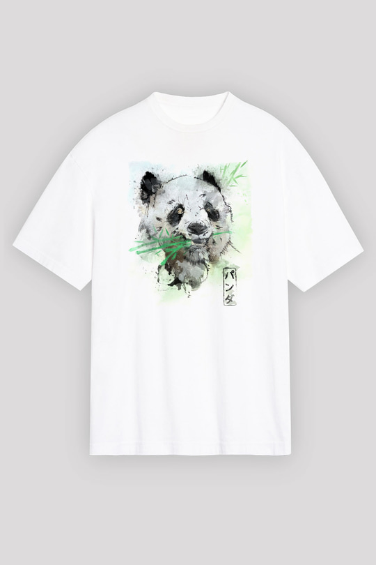 Panda Beyaz Oversize Tişört Oversize T-shirt - TişörtFabrikası