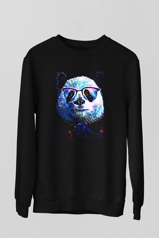 Panda Siyah Unisex Sweatshirt