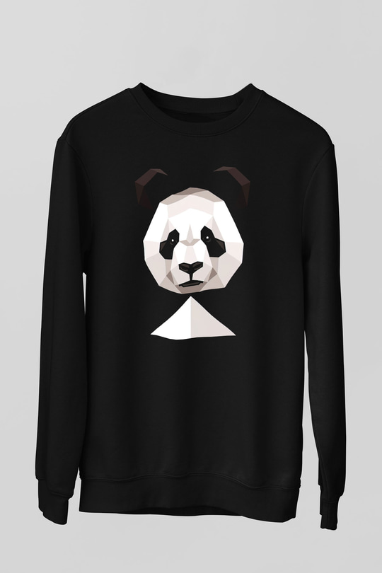 Panda Siyah Unisex Sweatshirt