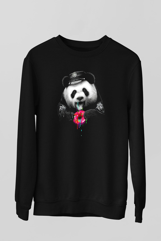 Panda Siyah Unisex Sweatshirt