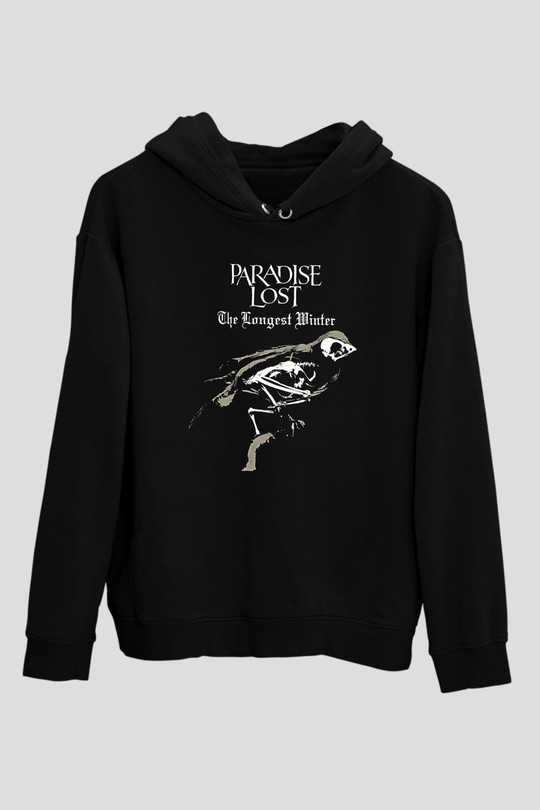 Paradise Lost Baskılı Unisex Siyah Kapüşonlu Sweatshirt