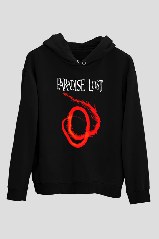 Paradise Lost Baskılı Unisex Siyah Kapüşonlu Sweatshirt