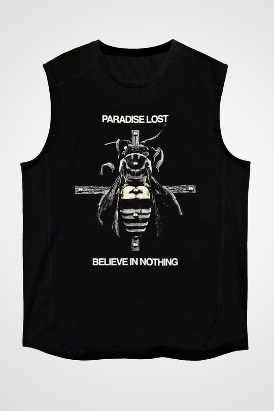 Paradise Lost Baskılı Unisex Siyah Kolsuz Tişört - Tshirt
