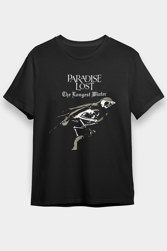 Paradise Lost Baskılı Unisex Siyah Tişört - Tshirt