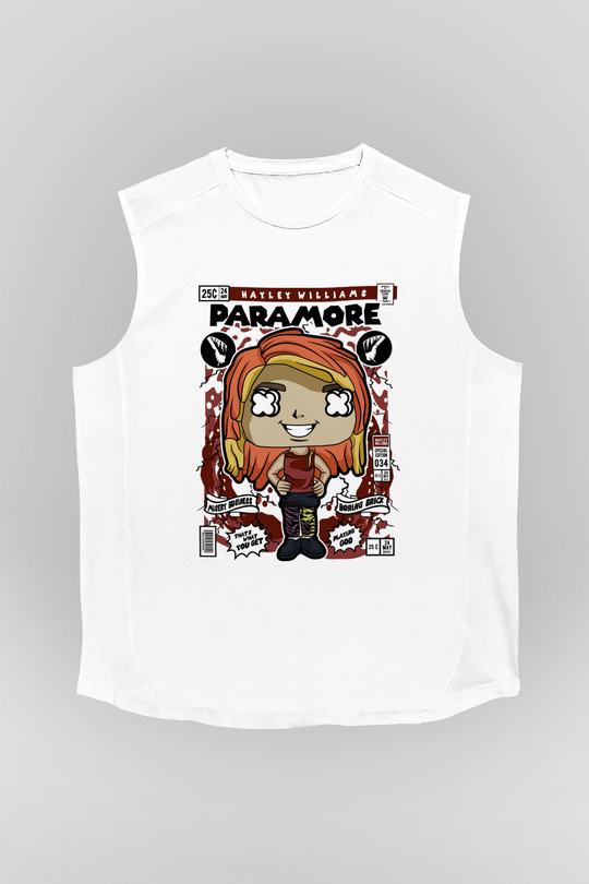 Paramore Hayley Williams Baskılı Unisex Beyaz Kolsuz Tişört