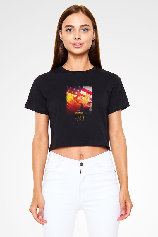 Parks and Recreation Siyah Crop Top Tişört