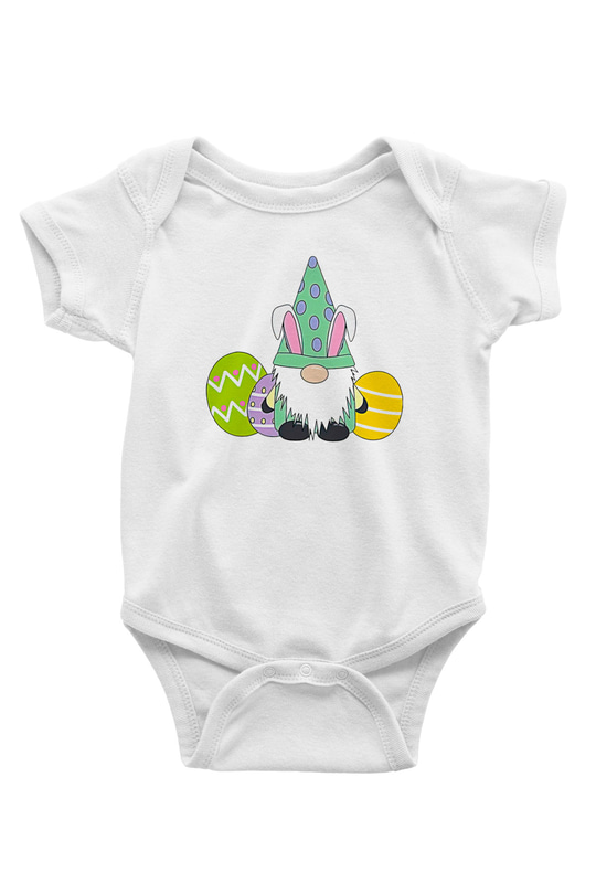 Paskalya Baskılı Beyaz Unisex Bebek Body - Zıbın