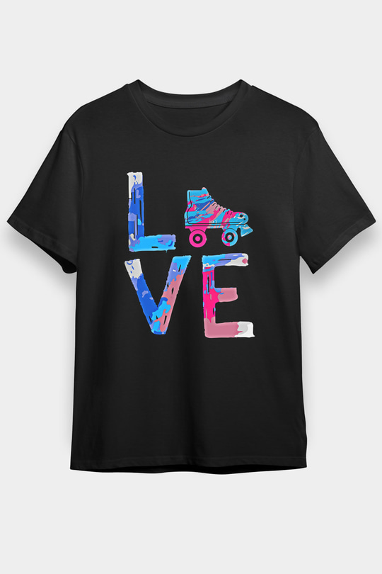 Paten Baskılı Unisex Siyah Tişört - Tshirt