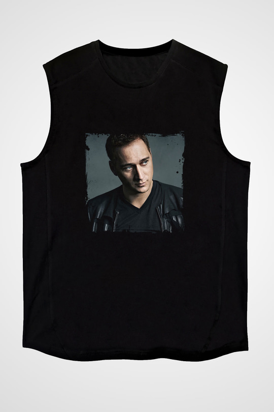 Paul Van Dyk Baskılı Unisex Siyah Kolsuz Tişört