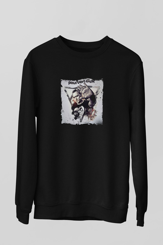 Paul Van Dyk Baskılı Unisex Siyah Sweatshirt