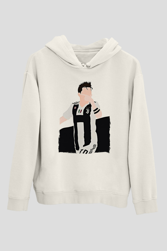 Paulo Dybala Baskılı Beyaz Unisex Kapüşonlu Sweatshirt