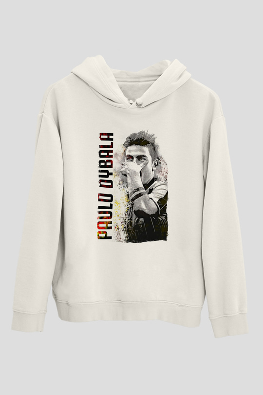 Paulo Dybala Baskılı Beyaz Unisex Kapüşonlu Sweatshirt