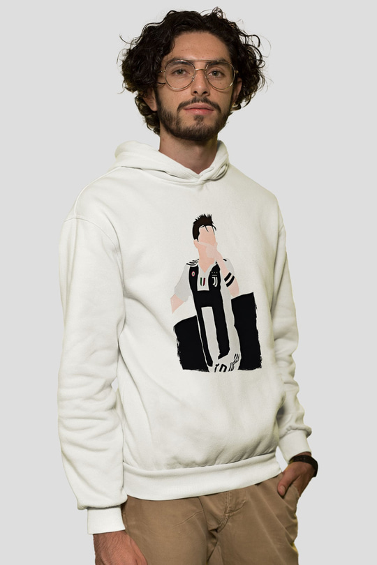 Paulo Dybala Baskılı Beyaz Unisex Kapüşonlu Sweatshirt