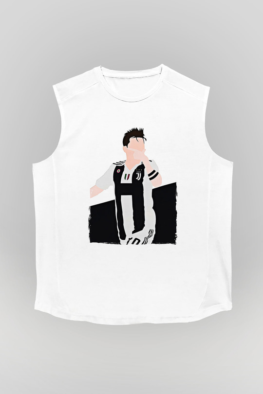 Paulo Dybala Baskılı Beyaz Unisex Kolsuz Tişört - Tshirt