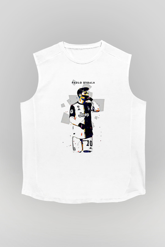 Paulo Dybala Baskılı Beyaz Unisex Kolsuz Tişört - Tshirt