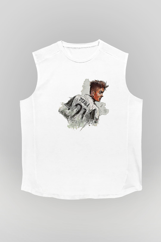 Paulo Dybala Baskılı Beyaz Unisex Kolsuz Tişört - Tshirt