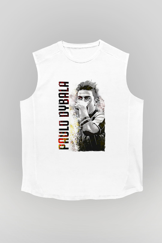 Paulo Dybala Baskılı Beyaz Unisex Kolsuz Tişört - Tshirt