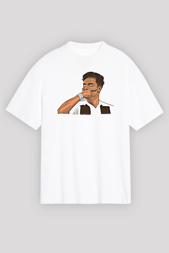 Paulo Dybala Baskılı Beyaz Unisex Oversize Tişört - Tshirt