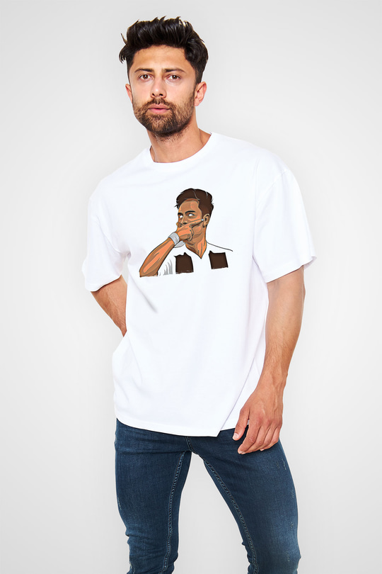 Paulo Dybala Baskılı Beyaz Unisex Oversize Tişört - Tshirt
