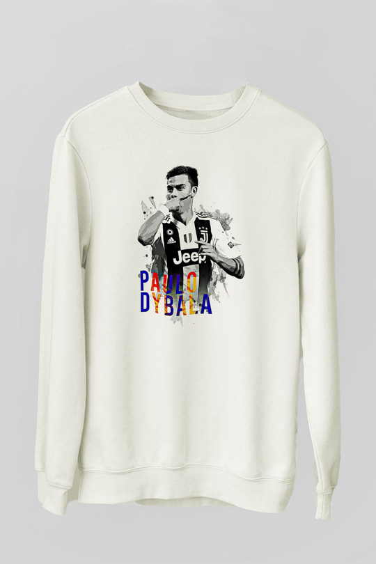 Paulo Dybala Baskılı Beyaz Unisex Sweatshirt