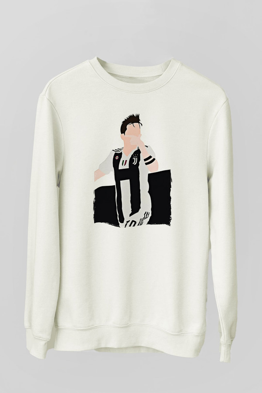 Paulo Dybala Baskılı Beyaz Unisex Sweatshirt