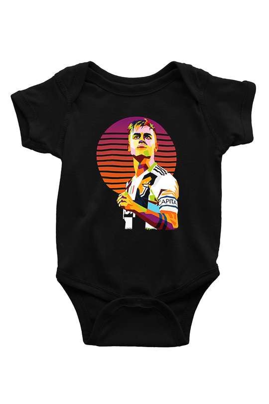 Paulo Dybala Baskılı Unisex Siyah Bebek Body - Zıbın